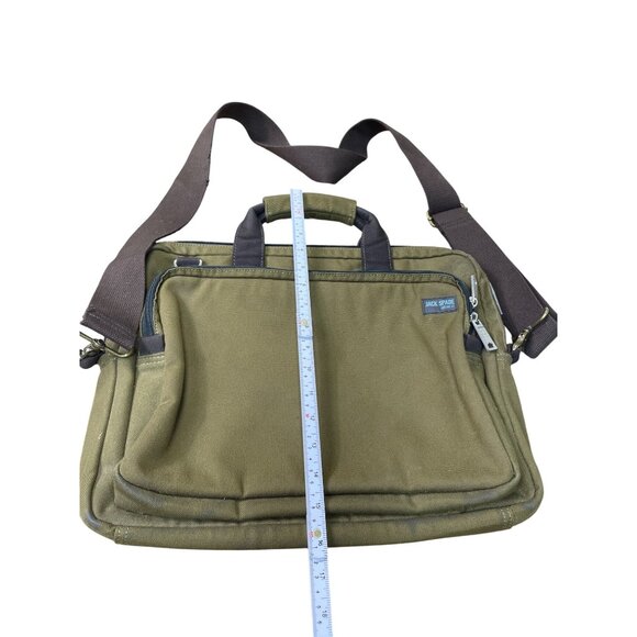 Jack Spade Green Canvas Messenger Laptop Bag With Multiple Compartments SKU 8995 - Picture 7 of 16